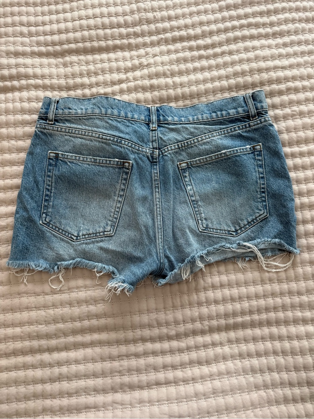 Reformation Light Blue Distressed Denim Jean Shorts - Picture 3 of 3